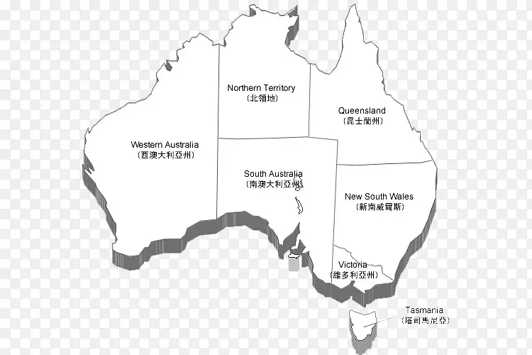 灰白澳大利亚地图