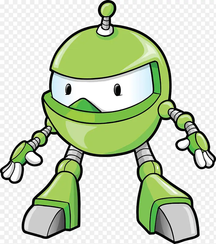 手绘卡通绿色机器人