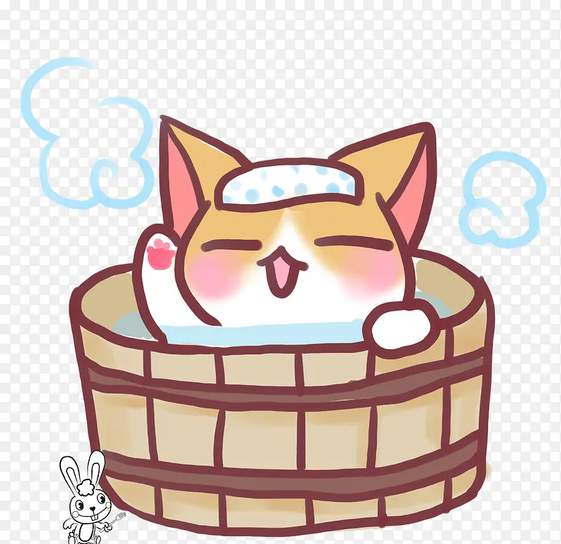 卡通猫咪兔宝宝泡澡免扣素材