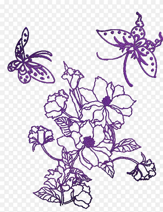 紫色中国风手绘花朵