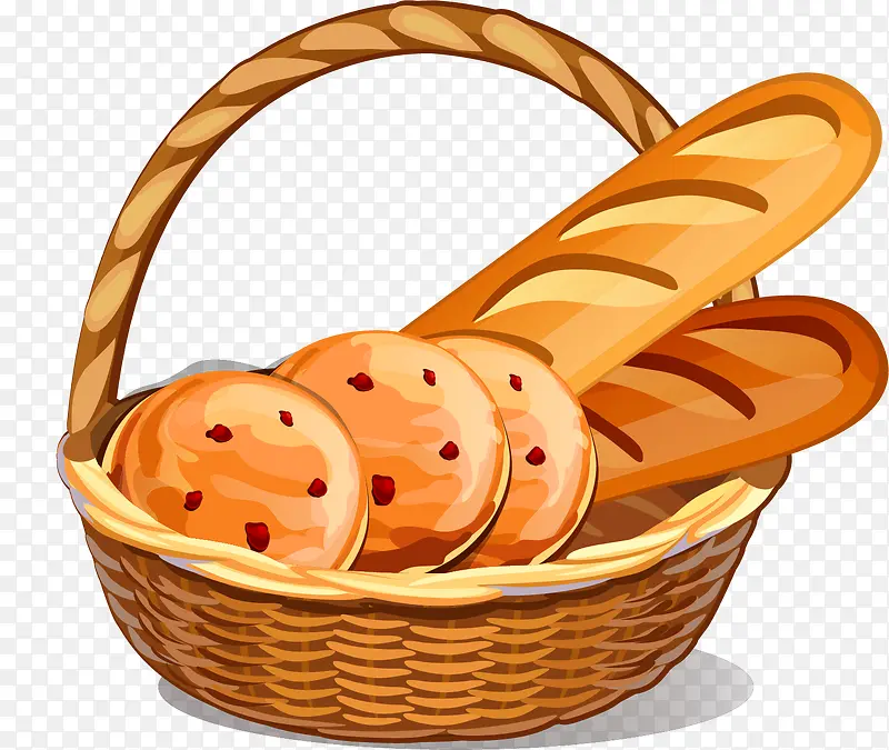 矢量手绘面包篮子