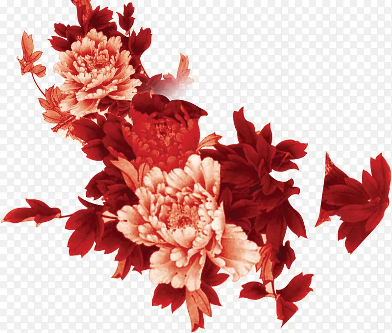 中国风红粉色花朵