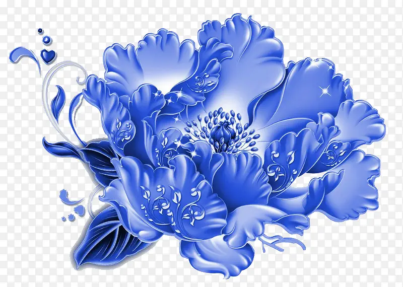 中国风蓝色花朵背景