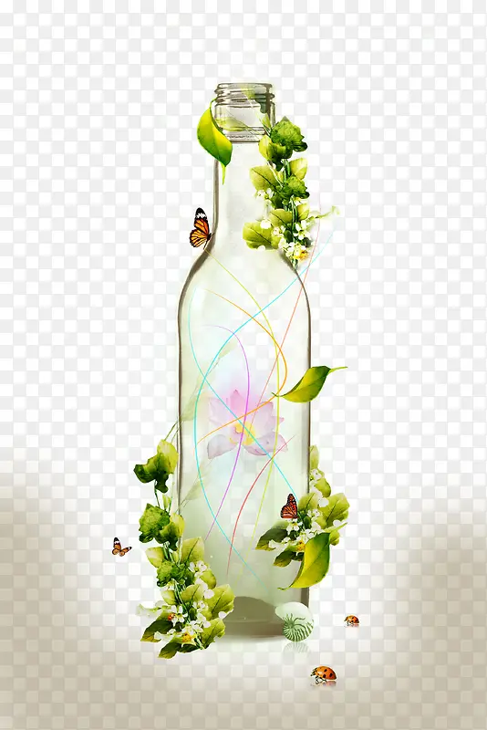 绿色藤蔓心愿瓶玻璃透明