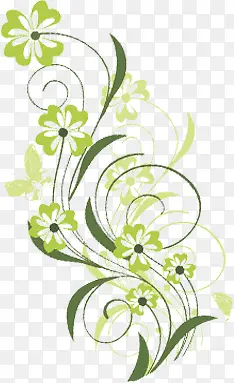 春天绿色花朵藤蔓装饰