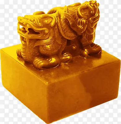 中国风金色狮子印章