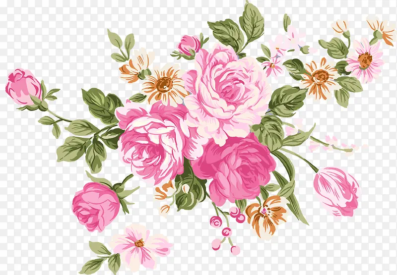 手绘唯美粉色花朵绽放