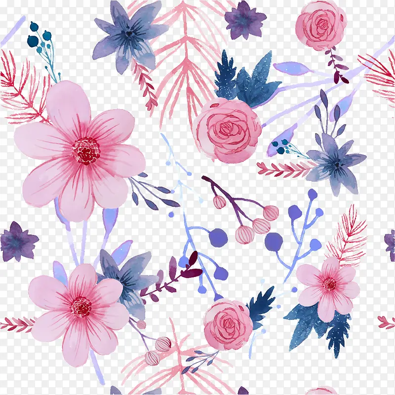 卡通手绘粉色花卉背景
