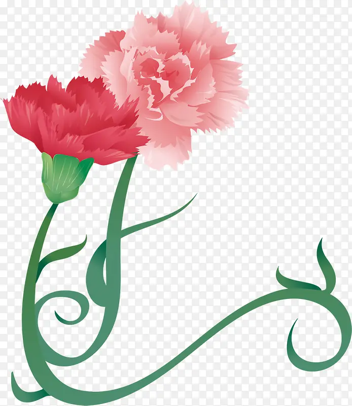粉色卡通唯美手绘花朵节日康乃馨