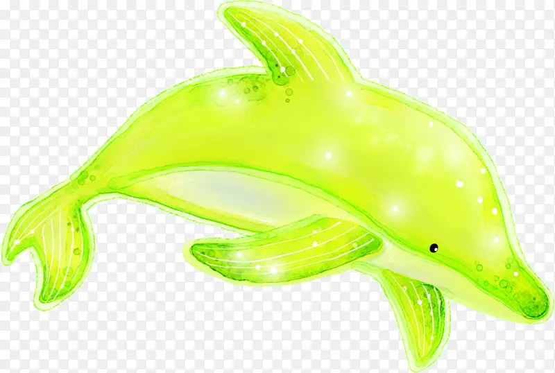 创意合成绿色的发光海豚