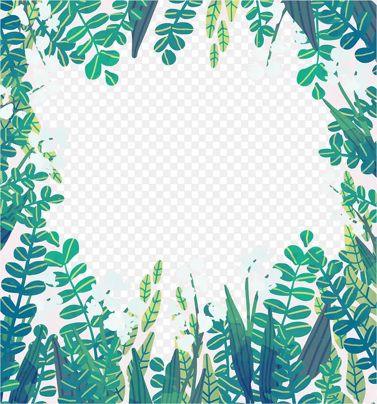 绿色树叶边框卡通海报促销素材