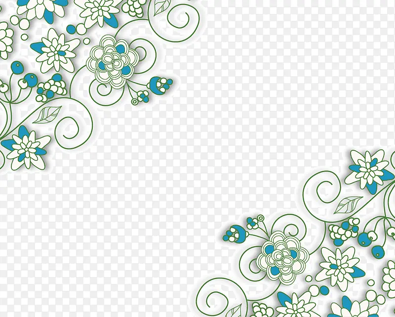 矢量蓝白色花纹