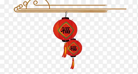 中国风福红灯笼装饰图片