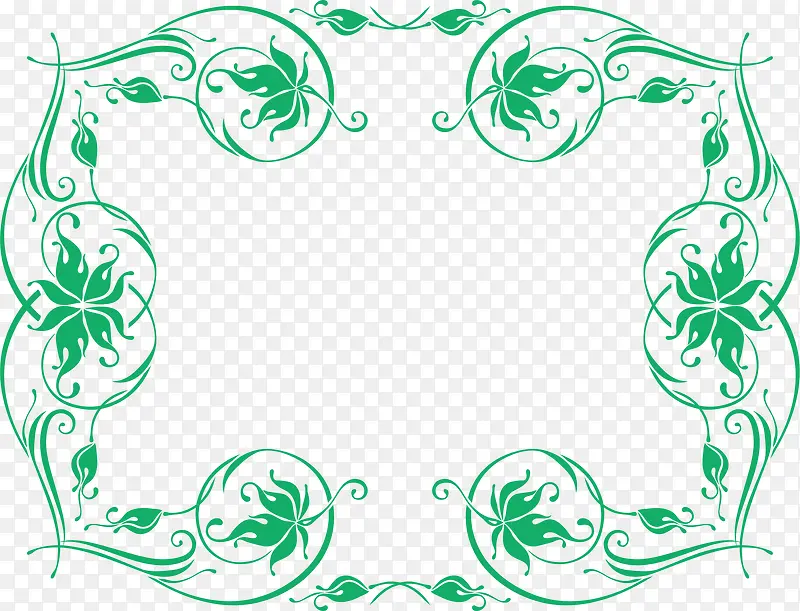 绿色花纹图框