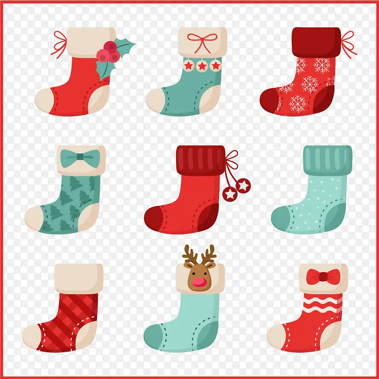 彩色可爱圣诞袜