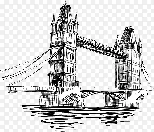 古典水墨黑色大桥设计