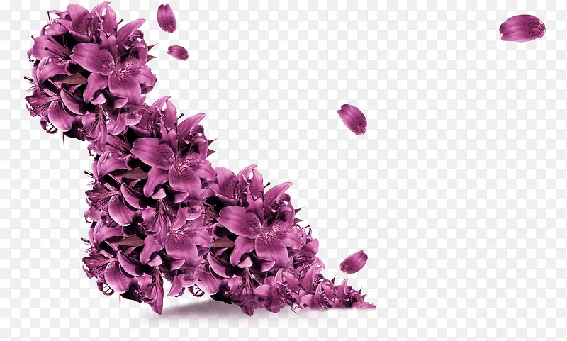 紫色花朵花瓣飞舞装饰图案