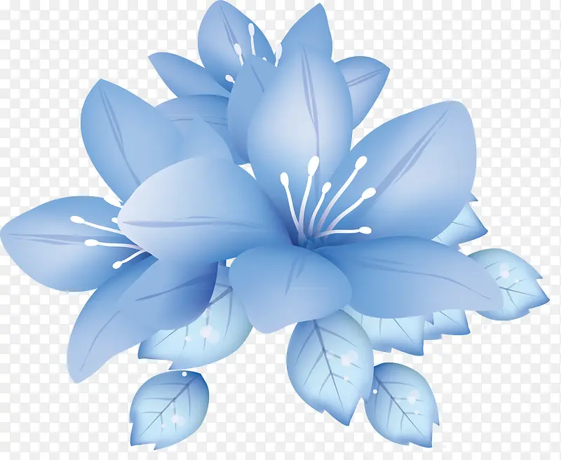 蓝色卡通花瓣装饰