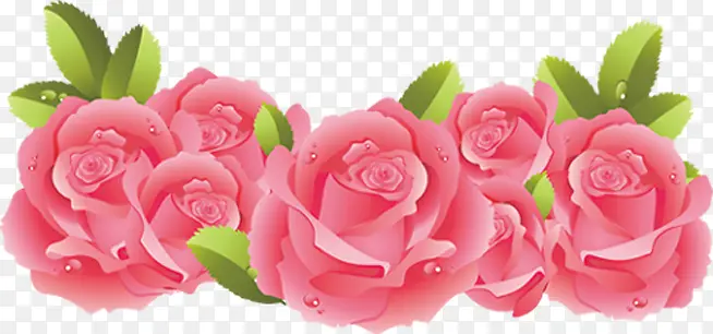 粉色立体玫瑰花边素材婚礼