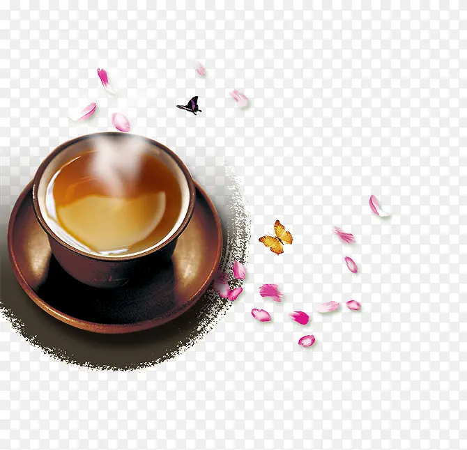 中国风茶杯花瓣装饰