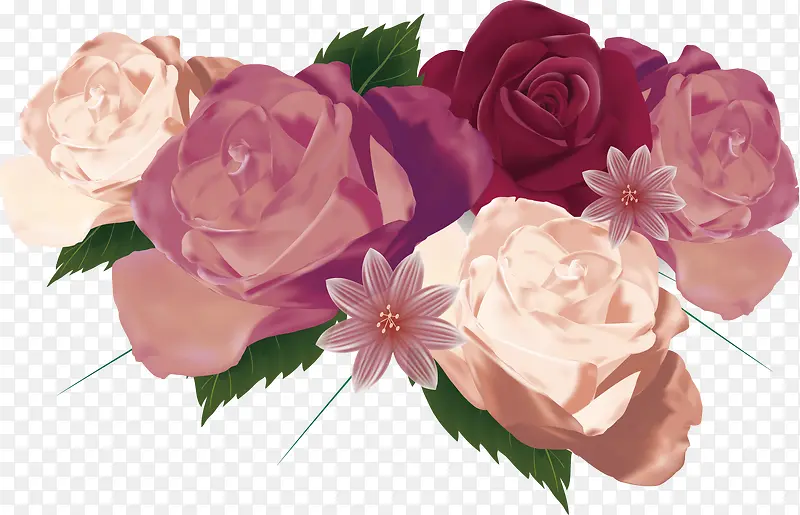 手绘玫瑰花卉
