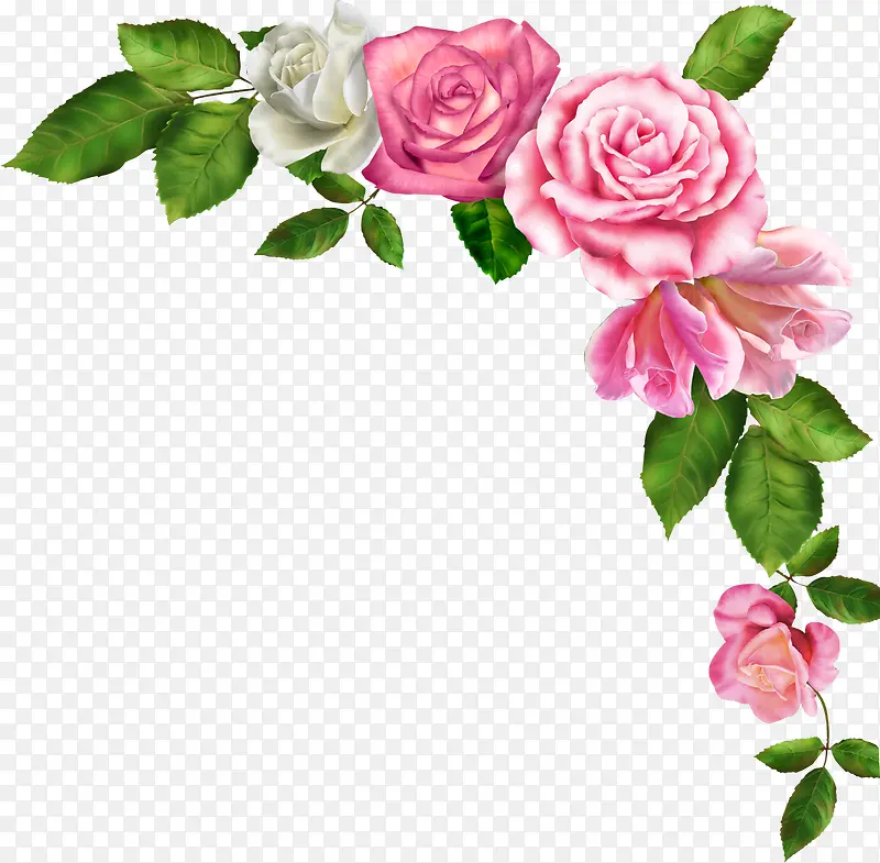 手绘粉色温馨玫瑰装饰画