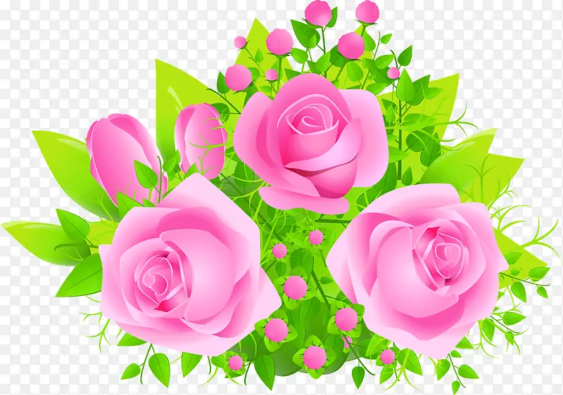 手绘粉色春季玫瑰装饰