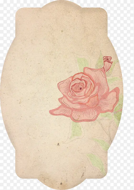 复古玫瑰底纹标签