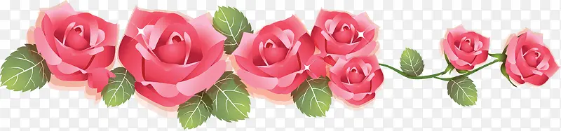 手绘粉色玫瑰装饰边框