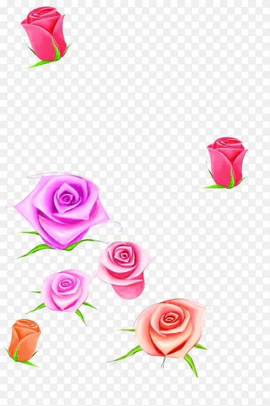 手绘粉色玫瑰花苞装饰