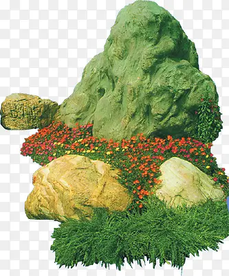 绿色石头花朵装饰