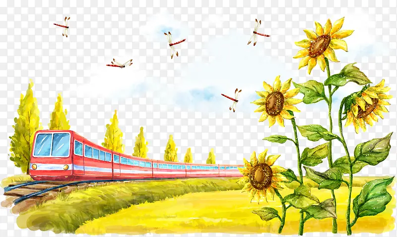 火车与向日葵