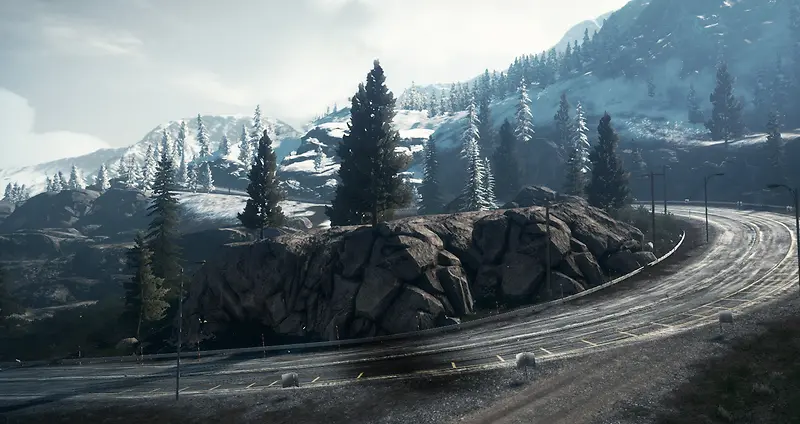 雪山间蜿蜒的马路海报背景
