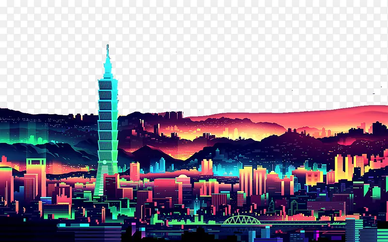 城市夜景建筑物背景