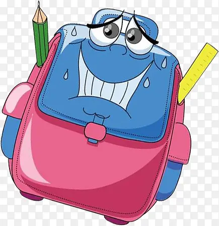 开学季蓝粉色书包