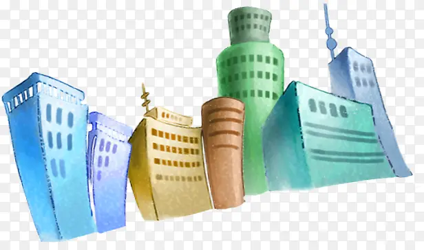 卡通夏日手绘插画建筑物
