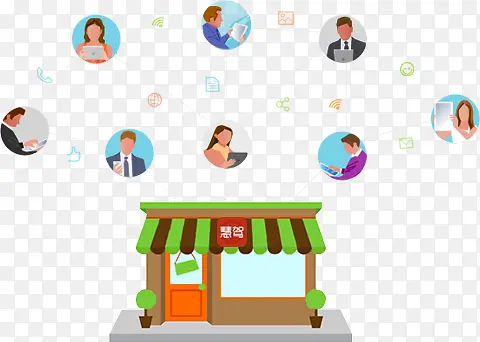 线上店铺与客户互动场景插画PNG图片素材下载_图片编号qdxrenvj-免抠素材网