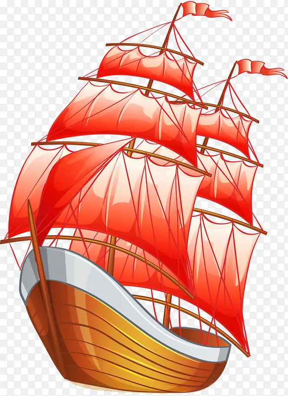 红色帆船