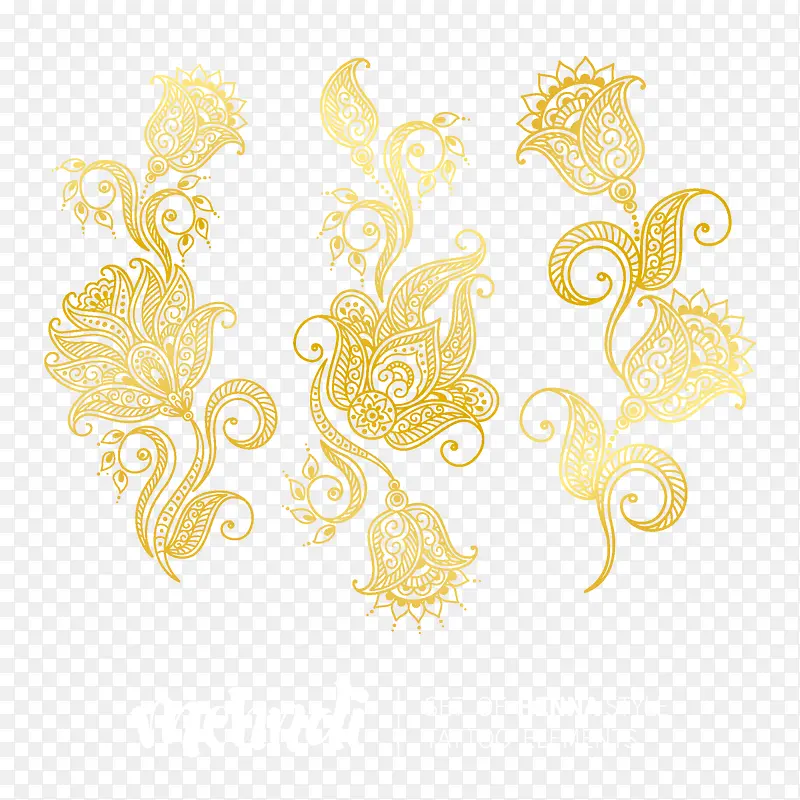 植物金色花纹底纹矢量素材