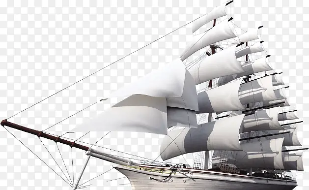 白色卡通帆船效果设计
