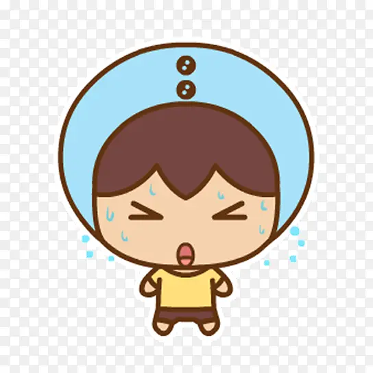 卡通疲累喘气的小人