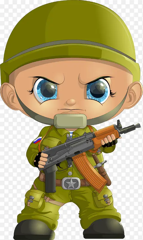 矢量卡通可爱小人素材军事士兵