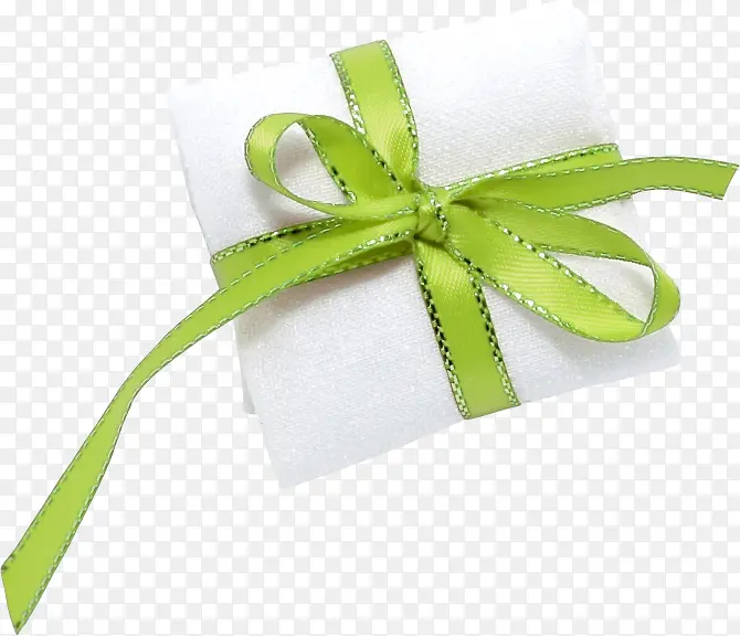 绿丝带白色包装礼品