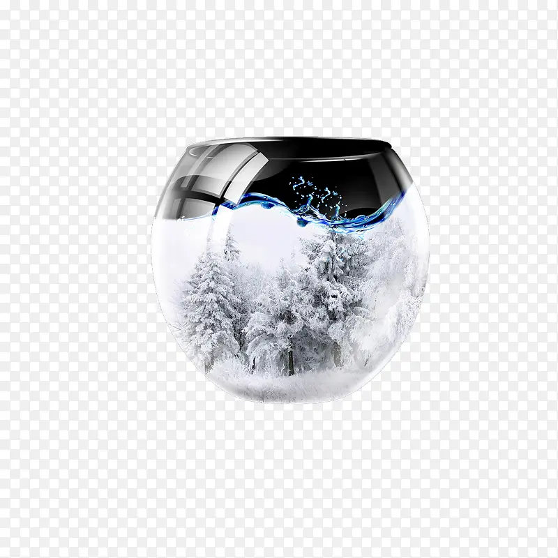 冬季雪景玻璃杯
