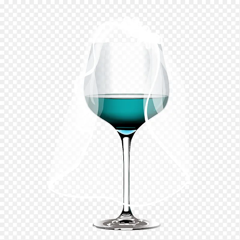 蓝色清新玻璃杯装饰图案
