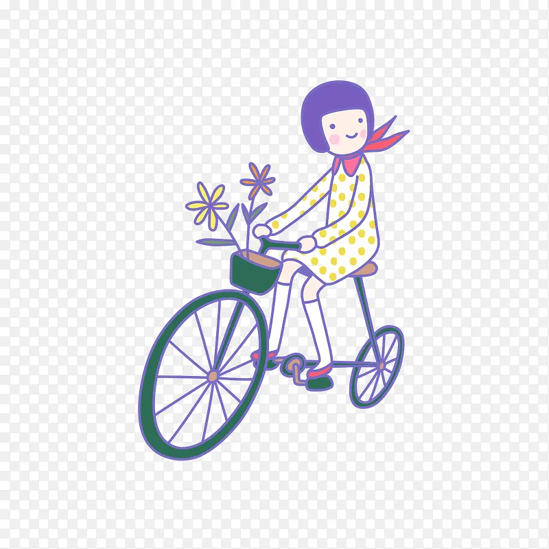卡通人物形象骑单车