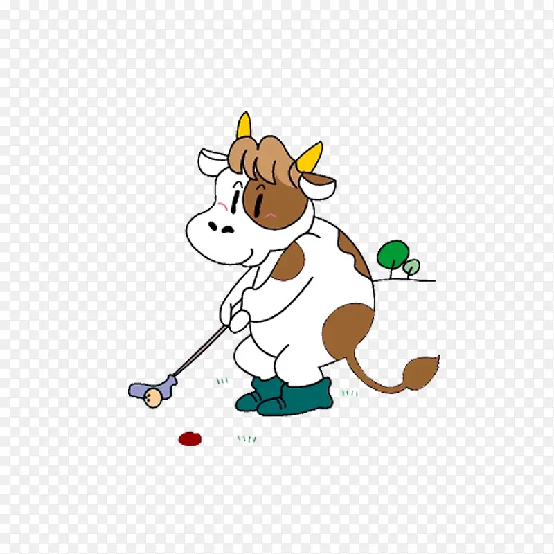 奶牛在打高尔夫球