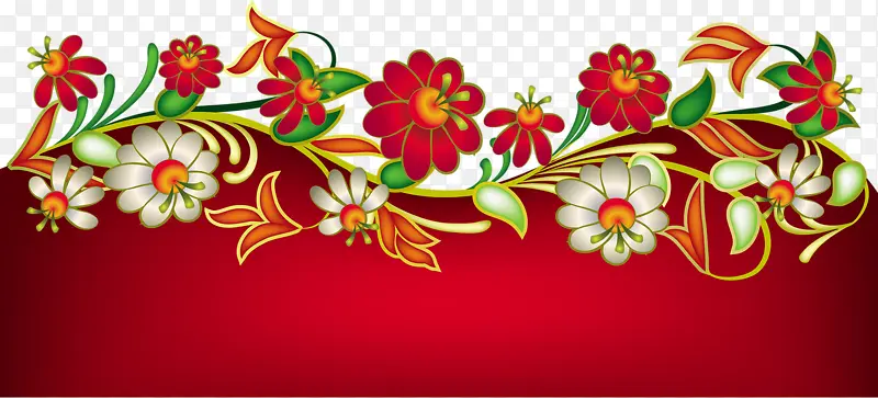 红色花纹装饰边框