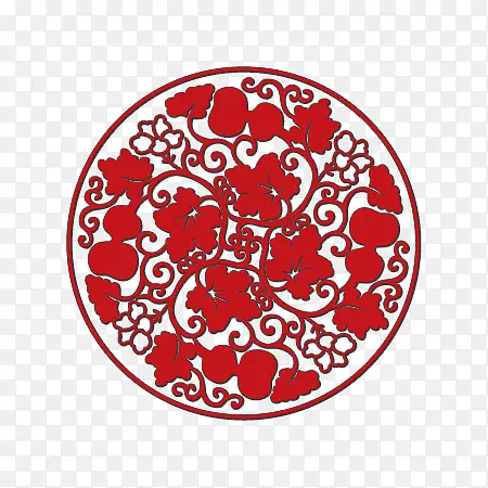 红色花纹圆形花朵图案