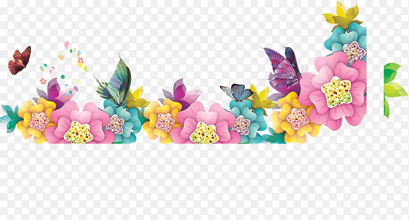 温馨彩色卡通花纹花朵蝴蝶